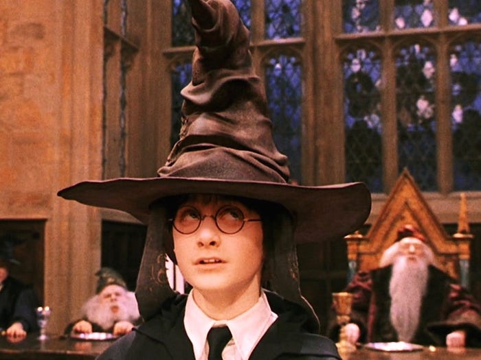 Harry Potter with the sorting hat